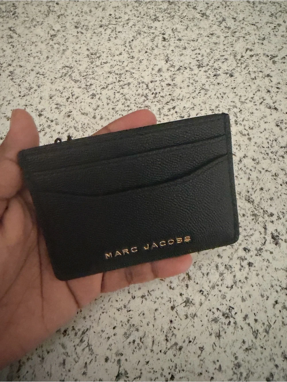Marc Jacobs Black Leather Cardholder with Gold Logo